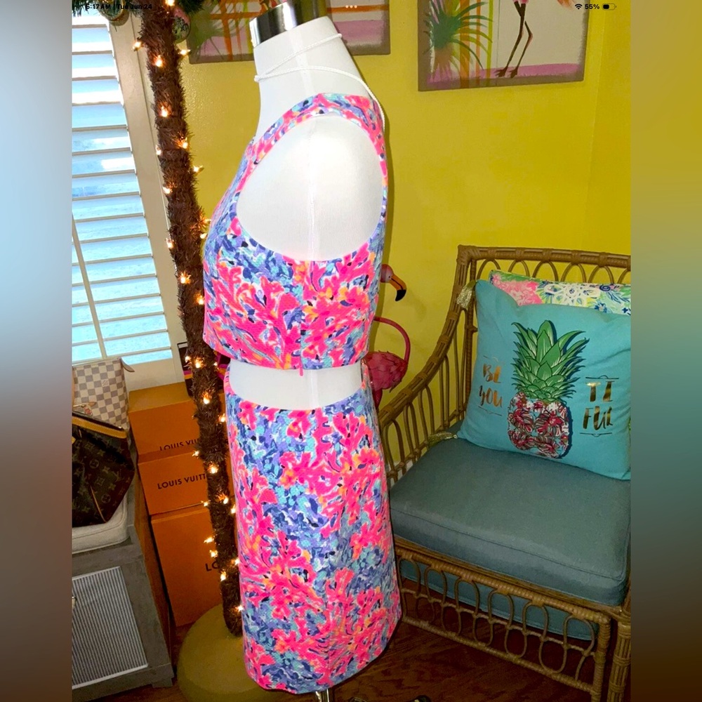 Lilly Pulitzer NWT Mallika Set 2 Piece Coco Coral Crab Size S GORGEOUS! - Picture 8 of 8
